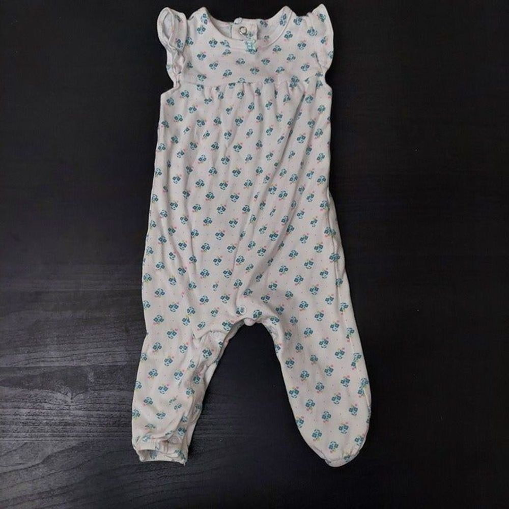 Carter’s Blue Floral Jumpsuit  Romper 6 Months Baby Girl Flowers Lightweight